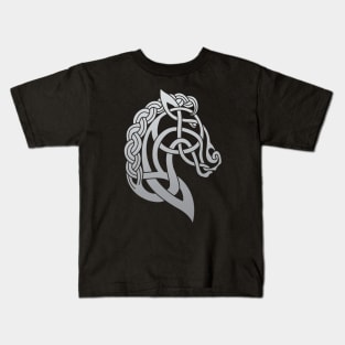 Celtic Horse Silver Grey Blend Kids T-Shirt